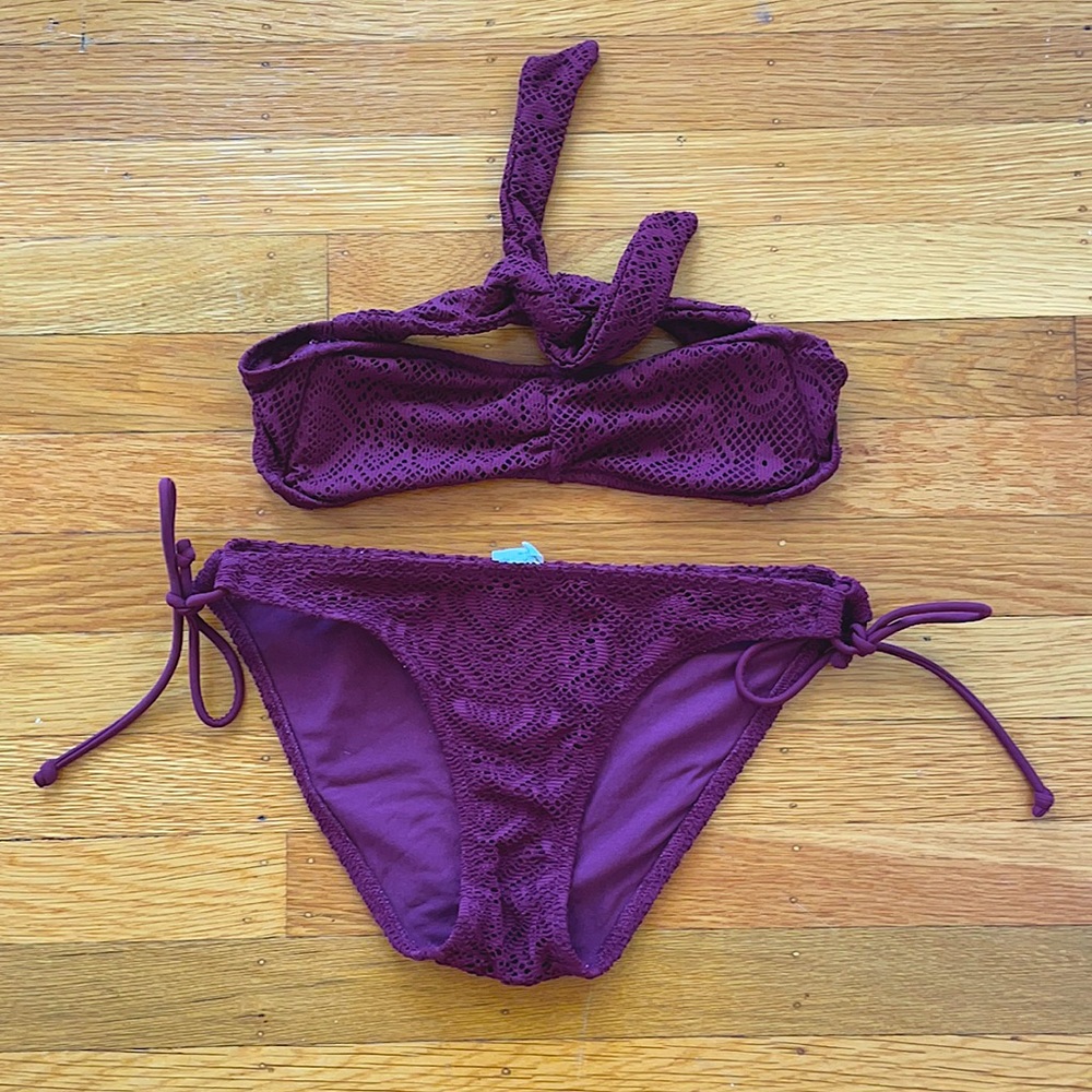 aerie crocheted bikini set size extra small top and small bottom